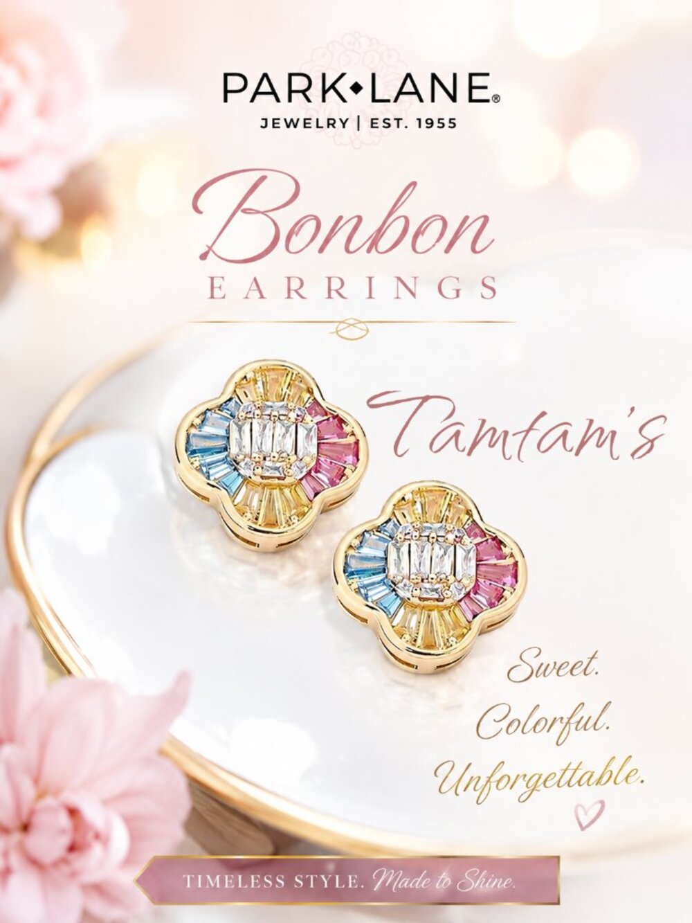 Park Lane Bonbon Rainbow Baguette Earrings NIB